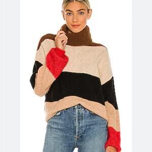 One Teaspoon Stevie Striped Wool Blend Turtleneck Baggy Sweater Size Small